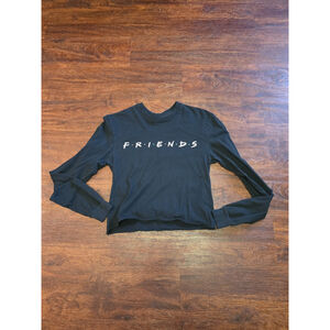 Black Friends long sleeve crop shirt size XS